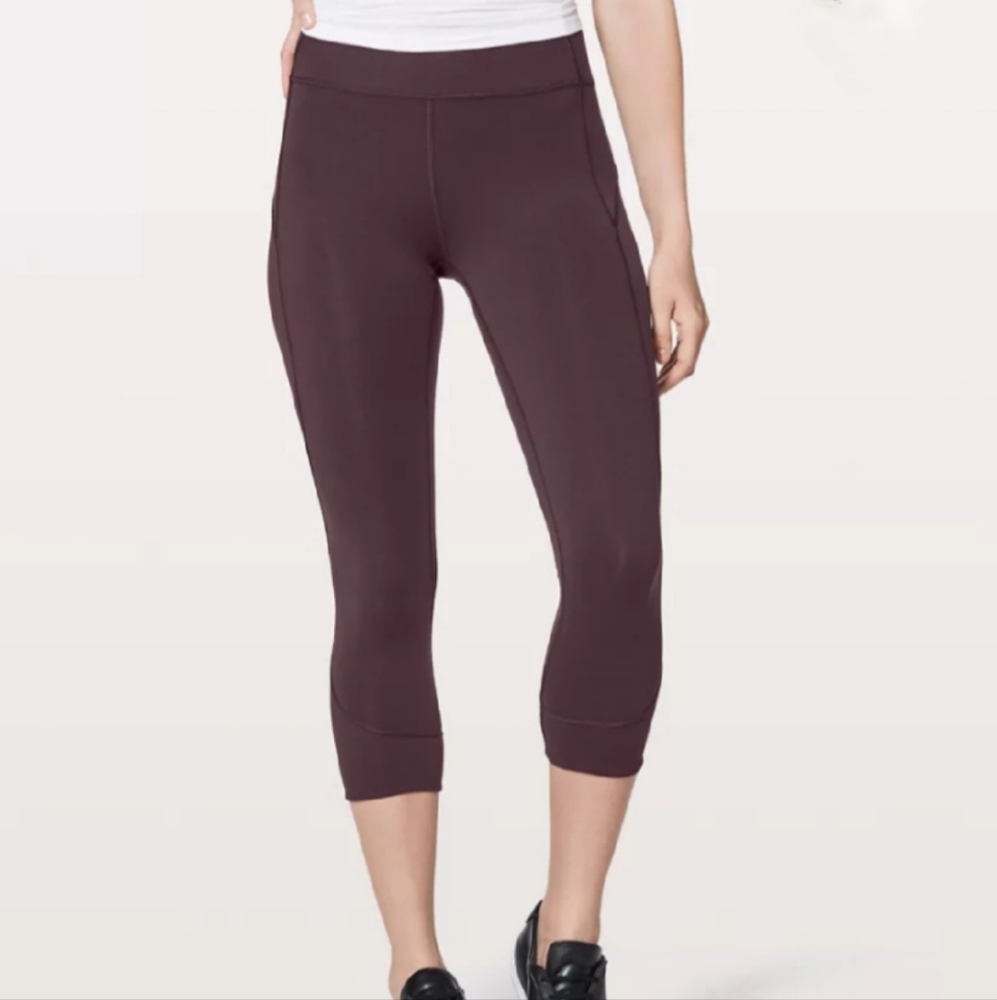 Lululemon In Movement High-Rise Crop 19" Everlux Garnet Maroon Size 4